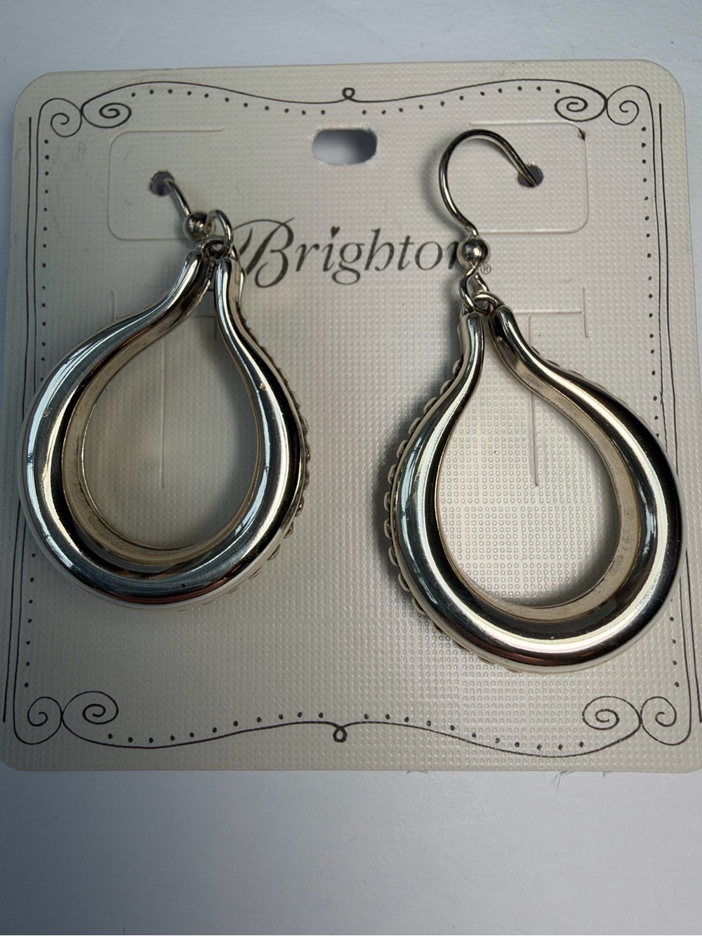 NWT🌷Brighton Silver Double Teardrop Dangle Earrings